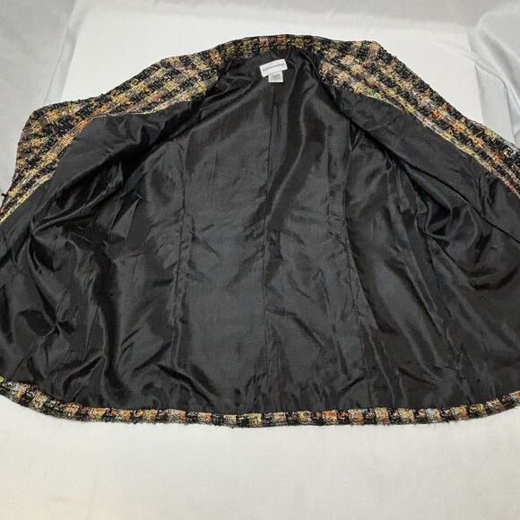 Soft Surroundings Tweed Jacket Open Blazer Large Multicolor Braided Chain Black - Picture 10 of 12
